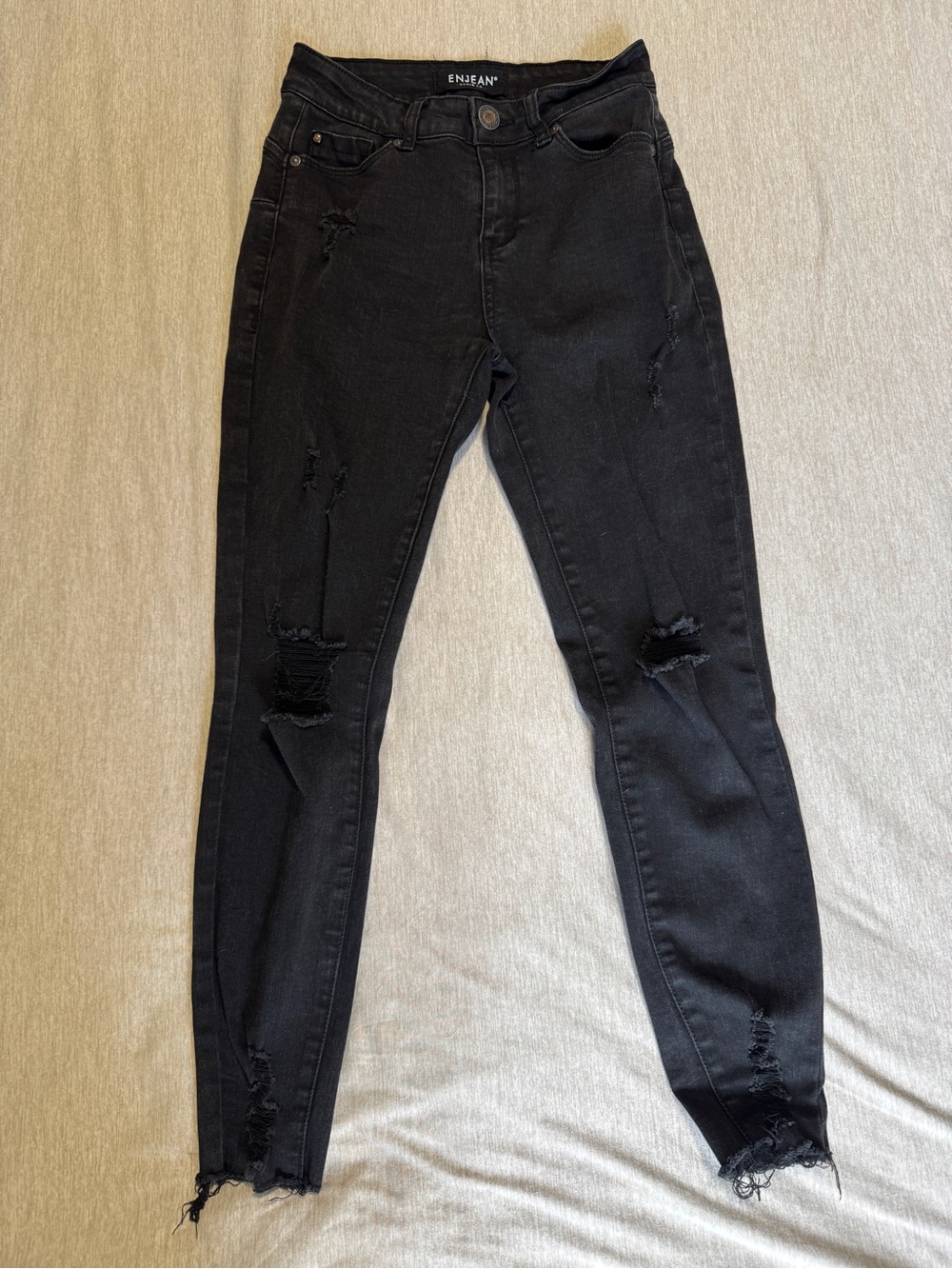 ENJEAN Black Distressed High Rise Skinny Jeans Size 3
